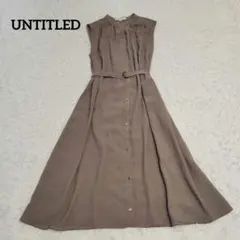 【美品】アンタイトル 洗えるトリアセ混ノースリーブワンピース 大きいサイズ