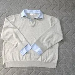 Hina Style 重ね着風 ニット ポロシャツ 長袖