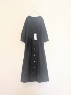 新品 Melan Cleuge ウエストタックノーカラーワンピース Vネック