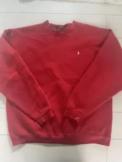 ラルフローレン 赤 無地 トレーナー ポロ刺繍