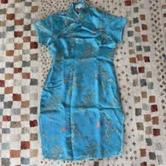 LAOGUDAI 青色刺繍チャイナドレス M