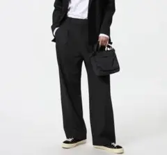 【美品】ユニクロ タックワイドパンツ 黒 M レディース スラックス