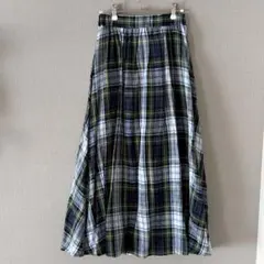 【美品】O’NEIL OF DUBLIN リネン100% チェックロングスカートのサムネイル