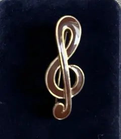 音符デザイン ブローチ 茶色4cm x 2cm