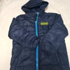美品　中綿ジャンパー130 ネイビー　アウトドア　フード付き　掛け紐付き