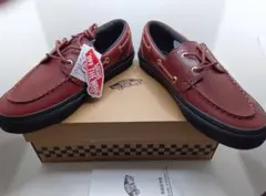 新品VANSモカシンデッキシューズ本革レザー茶ブラウン27.0cm