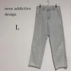 ネオス ライトブルーデニム 裾ボタン ロールアップ可 綿 古着 春夏【L】のサムネイル