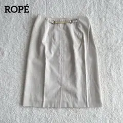 ROPÉ ロペ ベルトデザイン タックスカート 膝丈 日本製 スリット 通勤 Sのサムネイル