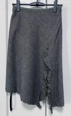 美品　ツイード　スカート　アシンメトリー　フリル