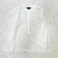 Theory セオリー バンドカラー ポップオーバーブラウス 綿100% 白 S