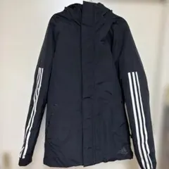 adidas 黒 ベンチコート フード付き