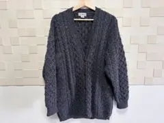 llbean ダークグレー ケーブルニットカーディガン