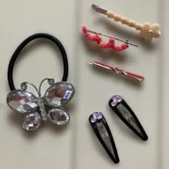 蝶デザイン ヘアゴム アクセサリー6個セット