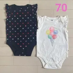 【新品】70cm babyGap ロンパース♡2枚セット(星柄&アイス柄)