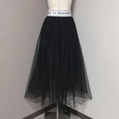 マジェスティックレゴン ウエスト ロゴ チュール フレア ロング スカート