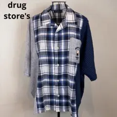 ★drug store's★Ｆ★青チェックシャツ★メンズレディースok★素敵★のサムネイル