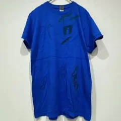 ギルダン Tシャツ クルーネック アート風ハンドペイント一点モノ S 青 綿のサムネイル