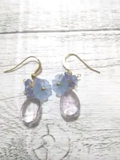ピンクアメジストお花ピアス14kgf✼̥୭*ˈ