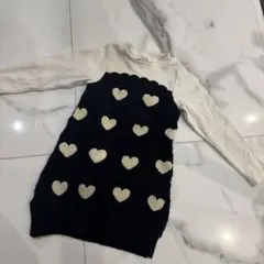 プティマイン ハート柄ニットワンピース