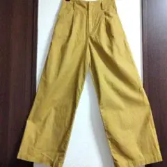 ユニクロ　ワイドパンツ　麻混　ウエストゴム　ガウチョ