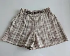 ALGY チェック柄ショ―トパンツ ベージュ・ブラウン 140cm