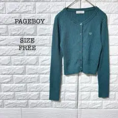 ページボーイ PAGEBOYリブカーディガン グリーン FREE ショート丈のサムネイル