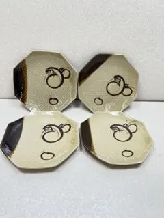 八角形の果物デザイン皿4枚セット