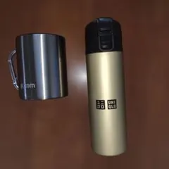 未使用　UNIQLO ゴールド ステンレスタンブラー、カラビナ付きマグカップ