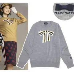 PEARLY GATES 定価2.8万 美品 リボン ニット グレー サイズ1