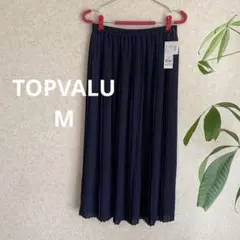 最終　①タグ付き TOPVALU プリーツロングスカート ネイビー　M ☺︎のサムネイル