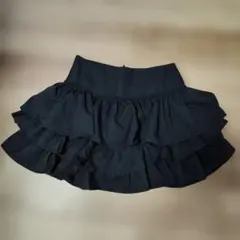 フリルデザイン 黒 ミニスカート 約30cm丈