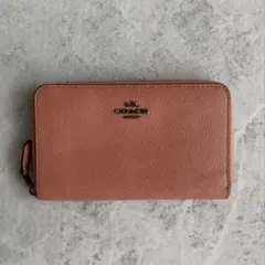 COACH コーチ ラウンドファスナー 長財布 ピンク　サーモンピンク