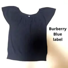 バーバリー　ブルーレーベル　ネイビー　ニット 半袖 トップス　リボン付き
