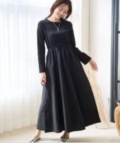 GLOBAL WORK ドッキングワンピース長袖　ブラック