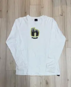 HUF ホワイト 長袖Tシャツ ロゴプリント