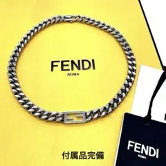 付属品完備！美 FENDI FFロゴ チェーンネックレス 43cm 7AJ540