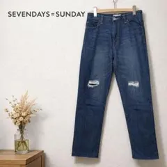 SEVENDAYS=SUNDAY デニムパンツ ダメージ加工 L インディゴのサムネイル