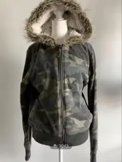 BURBERRY♡Y2K ファー フーディジップアップパーカー グレー チェック BURBERRY♡Y2K ファー フーディジップアップパーカー グレー