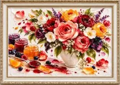 花とフルーツの油絵風アートポスター インテリア 絵画
