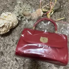 ハローキティ 持ち手付きロングストラップショルダープレートバッグ レッド