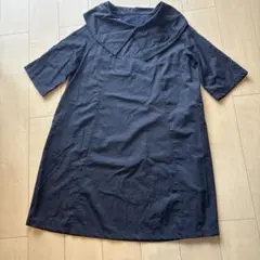ネイビー 大きな襟付き チュニック