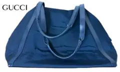 GUCCI トートバッグ ネイビー ナイロン レザー