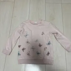 H&M トレーナー 90cm 92 ピンク 蝶々 長袖 スウェット 女の子