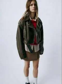 ZARA フェイクレザーライダースジャケット
