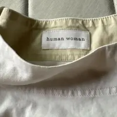 human woman カットソー エンブレムボタン