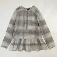BURBERRY LONDON　チェック 長袖ブラウス　シルク混　フリル　シアーのサムネイル