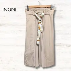 イング INGNI フレアスカート ひざ丈 ベージュ系 M リボン付き