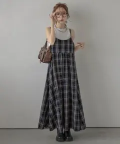 チェック柄キャミソールワンピース
