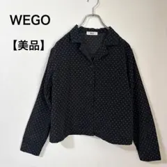 【美品】WEGO ドット柄 開襟シャツ ブラック 長袖 F レトロ 韓国のサムネイル
