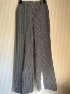 チェック柄フレアパンツ